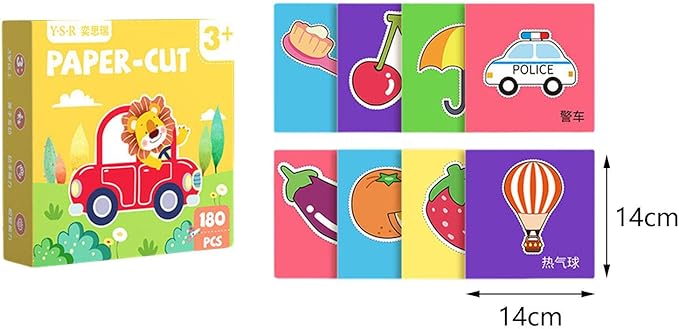 180 Pieces Paper Cutting Activity Set Craft Making Scissors Kit Art Painting DIY Project Material Paper Suitable for Children Boys, Life Theme