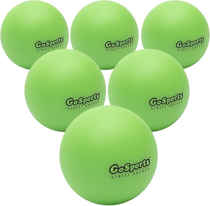GoSports Street Hockey - Choose Between Street Hockey Goal Set with Sticks, Street Hockey Balls (6 Pack) or Street Hockey Sticks (2 Pack)