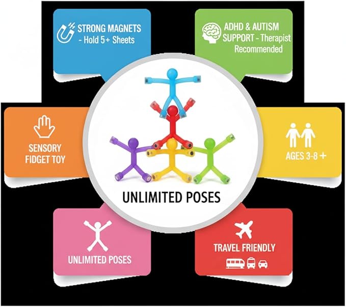 MAGMEN Magnetic Fidget Toys 10PC Opaque Set, STEM Magnetic Building Figures for Kids, Sensory Toys for ADHD Autism, Stocking Stuffers, Travel Toys, Desk Toys for Adults, Easter Basket Stuffers