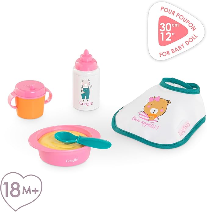 Corolle Baby Doll Accessory Set with Bottle, Blanket, and Feeding Items for Interactive Play and Imaginative Learning