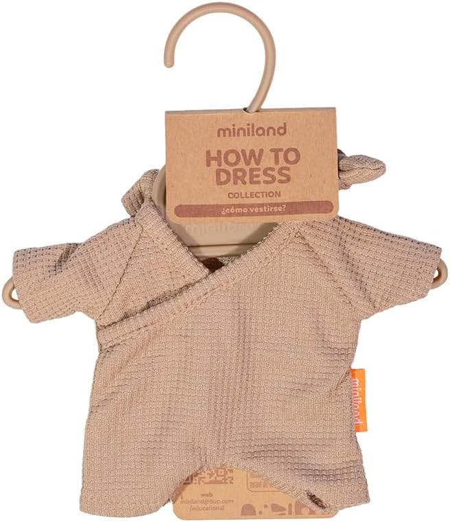 Miniland - Clothes for 8 1/4 inches Doll, Clothing Accessory for Dolls, Pajamas with Hat (Brown)