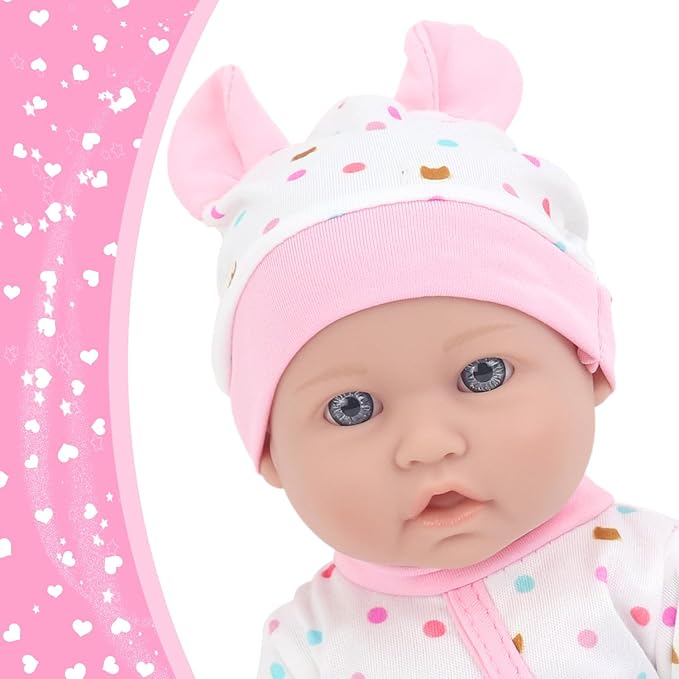 ZITA ELEMENT 12 Inch Baby Doll with Accessories for Baby Doll Reborn Includes Carrier Bassinet Bed, Pacifier, Blanket, Pillow, Feeding Set, New Born Doll Playset for Toddlers 3 Ages and Up