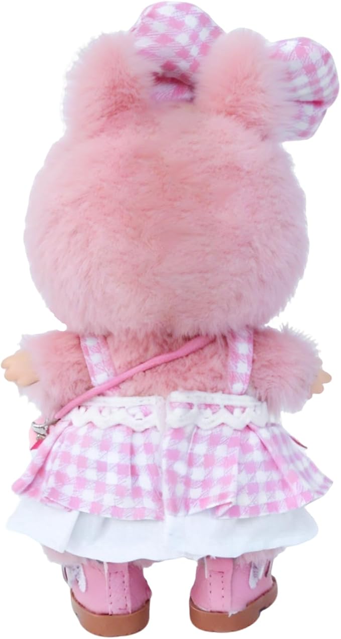 17cm Doll Clothes Sets(No Doll) Pink Checker Dress Outfits Handcrafted Designer Clothing Including Dress,Shoes,Bow Hair Accessory,Ice-Cream Decoration