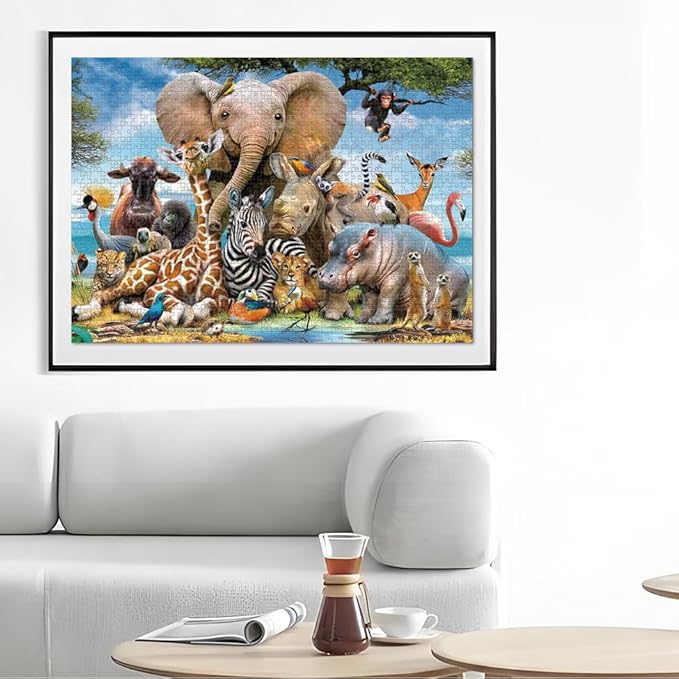 1000 Piece Jigsaw Puzzles for Adults Teens Kids - Fine Art Challenging, Wild Animals 1000Pcs Puzzle, Family Game Gift, Size 27"x20"