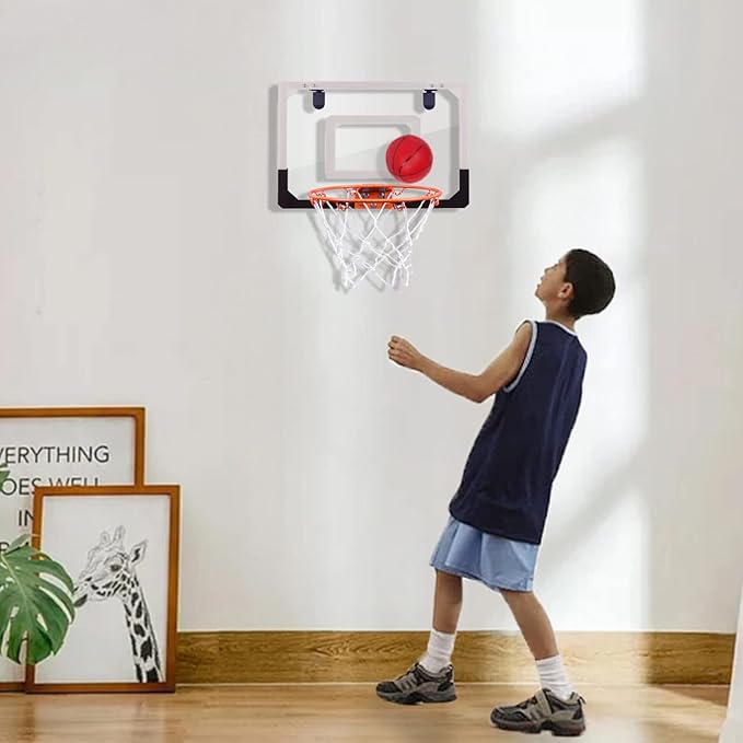 NI-ROU Indoor Mini Basketball Hoop for Kids,Mini Basketball Hoop with Electronic Scoreboard & 2 Balls,Over The Door Basketball Hoop with LED Lighting, Basketball Wall-Mount Hoops & Goals Toys
