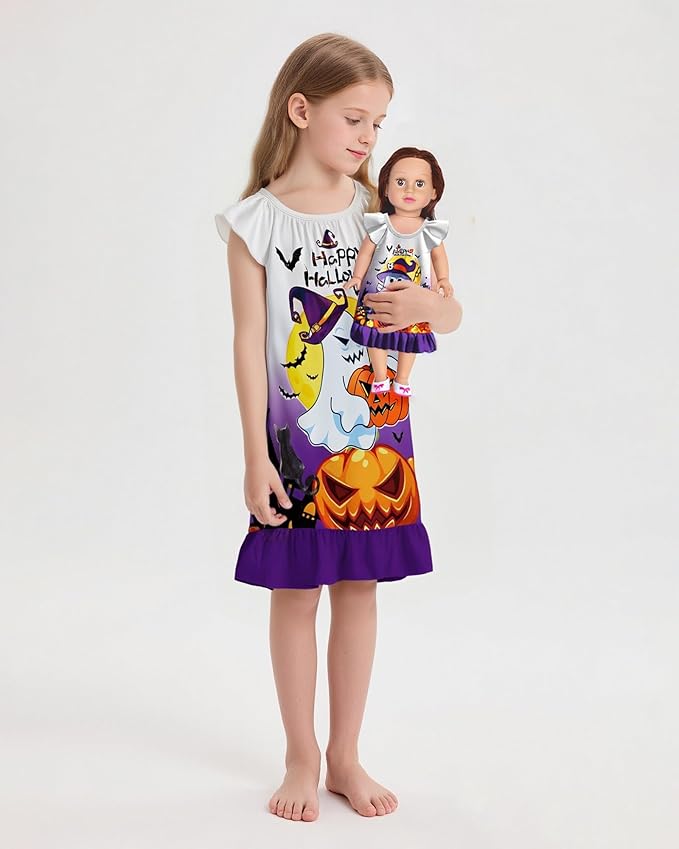 LQSZ Doll and Girl Matching Nightgown Outfit Pajamas Nightie Nightgown for Girls and Dolls Clothes