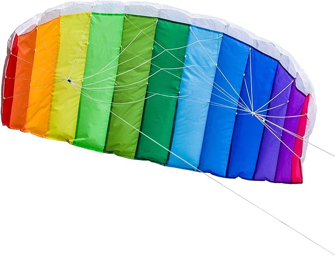 In the Breeze 2973 Rainbow 62" Sport Kite Dual Line Stunt Parafoil Includes Braided Kite Line and Bag