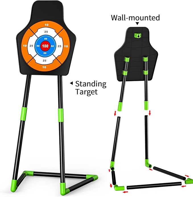 TEMI Bow and Arrow Set for Kids 4-8,Kids Archery Set with LED Lights Includes 10 Suction Cup Arrows, Quivers & Standing Target, Outdoor Toys for Boys & Girls Ages 3-12 Years Old