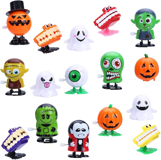 CCINEE 16pcs Wind-up Toys Assorted Clockwork Toys Supply for Halloween Party Favor Goody Bag Filler