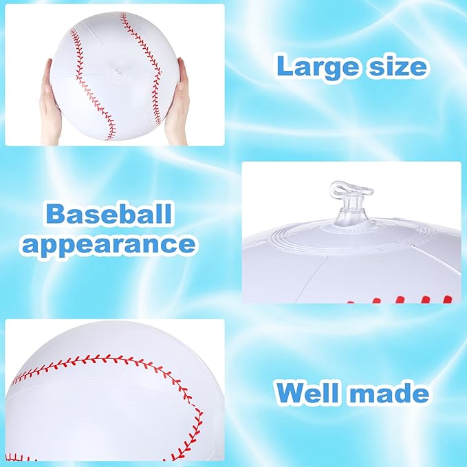 Zhanmai 6 Pack Inflatable Baseball 16 Inch Blow up Beach Ball Large Sport Pool Ball with Pump for Adults Teens Gift Summer Outdoor Party Decorations
