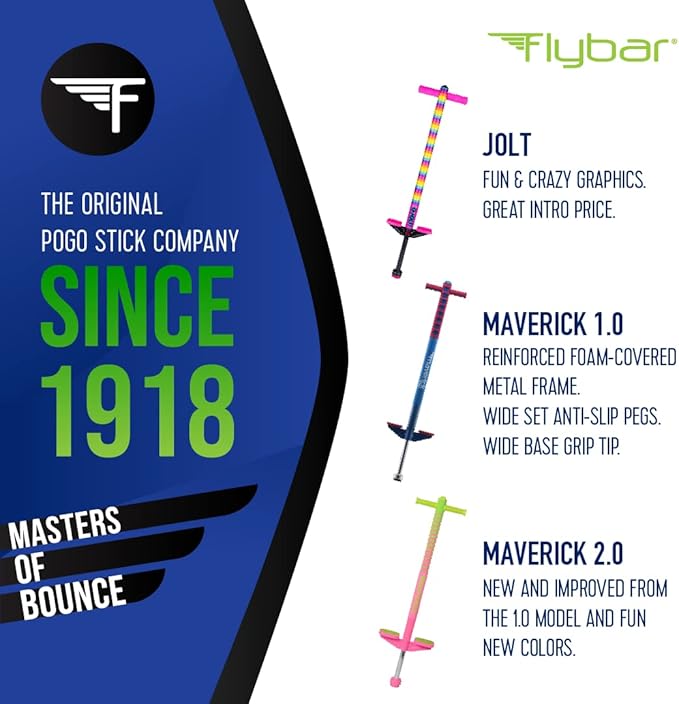 Flybar Maverick Foam Pogo Stick for Kids Age 5 and Up, 40 to 80 Pounds, Pogo Stick for Boys and Girls (Green)