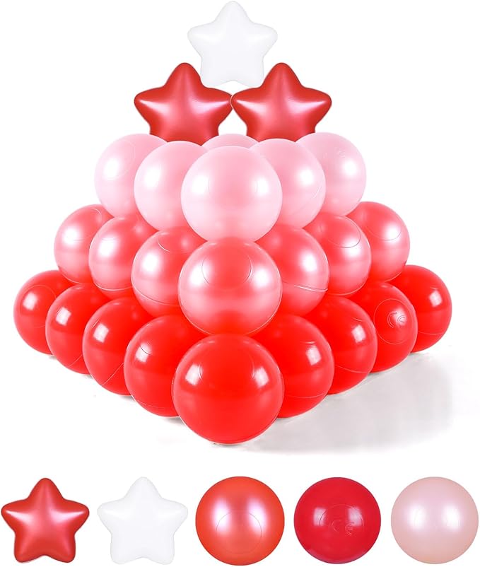 STARBOLO Star Ball Pit Balls for Toddlers- 200 Pieces Bulk Pack Crush Proof Plastic Toy Balls for Toddler Ball Pits, Ballpit Play Tent, Baby Pool Water Toys, Christmas Party Decoration, Photo Props