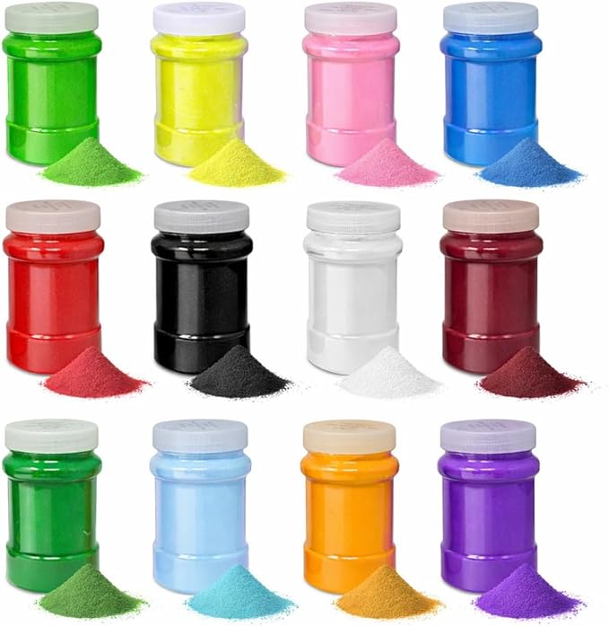 16.5 Lb (12 Pack) Colored Sand for Crafts, 22 oz Each,12 Sand Art Colors Non-Toxic Craft Sand Colored with Storage Container, Non Toxic Spring Summer Teachers Classroom Supplies Tool Sands for Kids