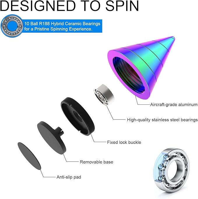 Kinetic Spinning Desk Toys, Fidgets for Anxiety and Stress for Adult Teen Cool-Stuff, Party Gifts for Christmas & Halloween (Conical)