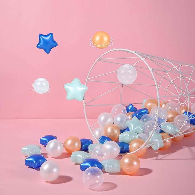 STARBOLO Ball Pit Balls - 100pcs Crush Proof Plastic Star Balls Children's Toy Balls Macaron Ocean Ball for Birthday Party Tent Games Pool