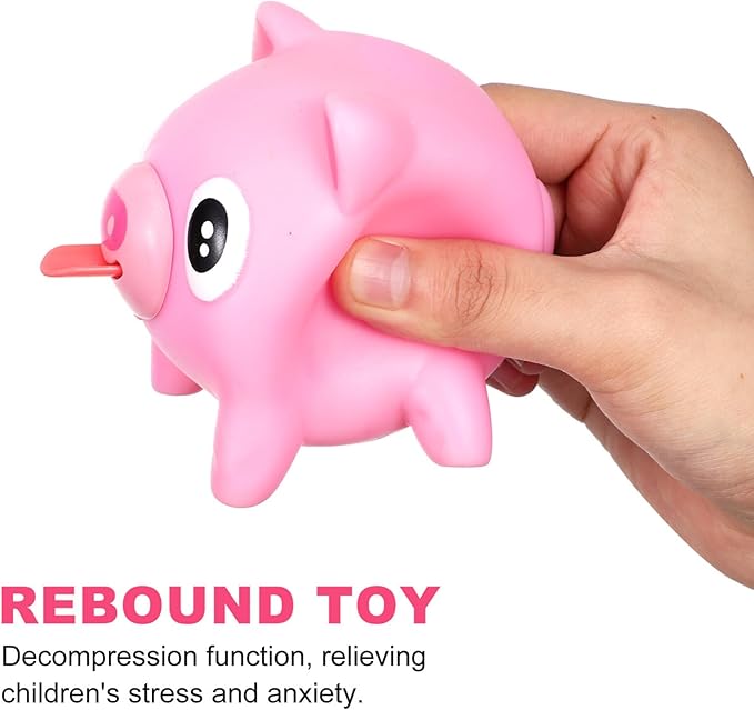 Toyvian 5Pcs Stress Squeeze Toys Pig Shape with Tongue Out for Kids Adults Cute Decompression Animal Balls for Office Home Party Relaxation