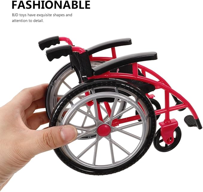 Toddmomy Miniature Wheelchair and Crutches Dollhouse Accessory Set Realistic Doll Wheelchair Playset for DIY Micro Landscape and Doll Decoration 6.88X5.51X3.54 Inches