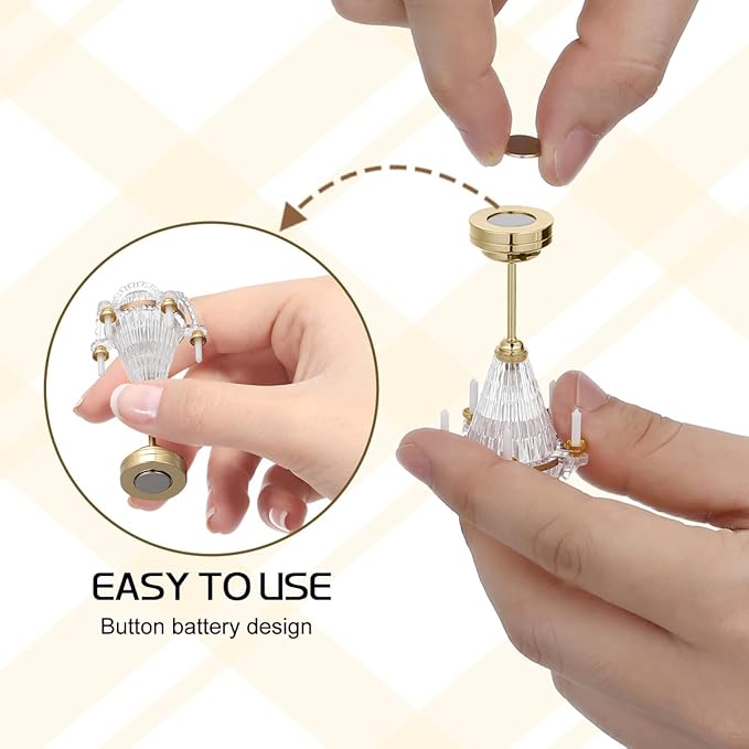 IMIKEYA Dollhouse Chandelier: 1:12 Scale Doll House Ceiling Lamp Miniature Led Chandelier Led Battery Operated Hanging Ceiling Light Lamp Dollhouse Accessories