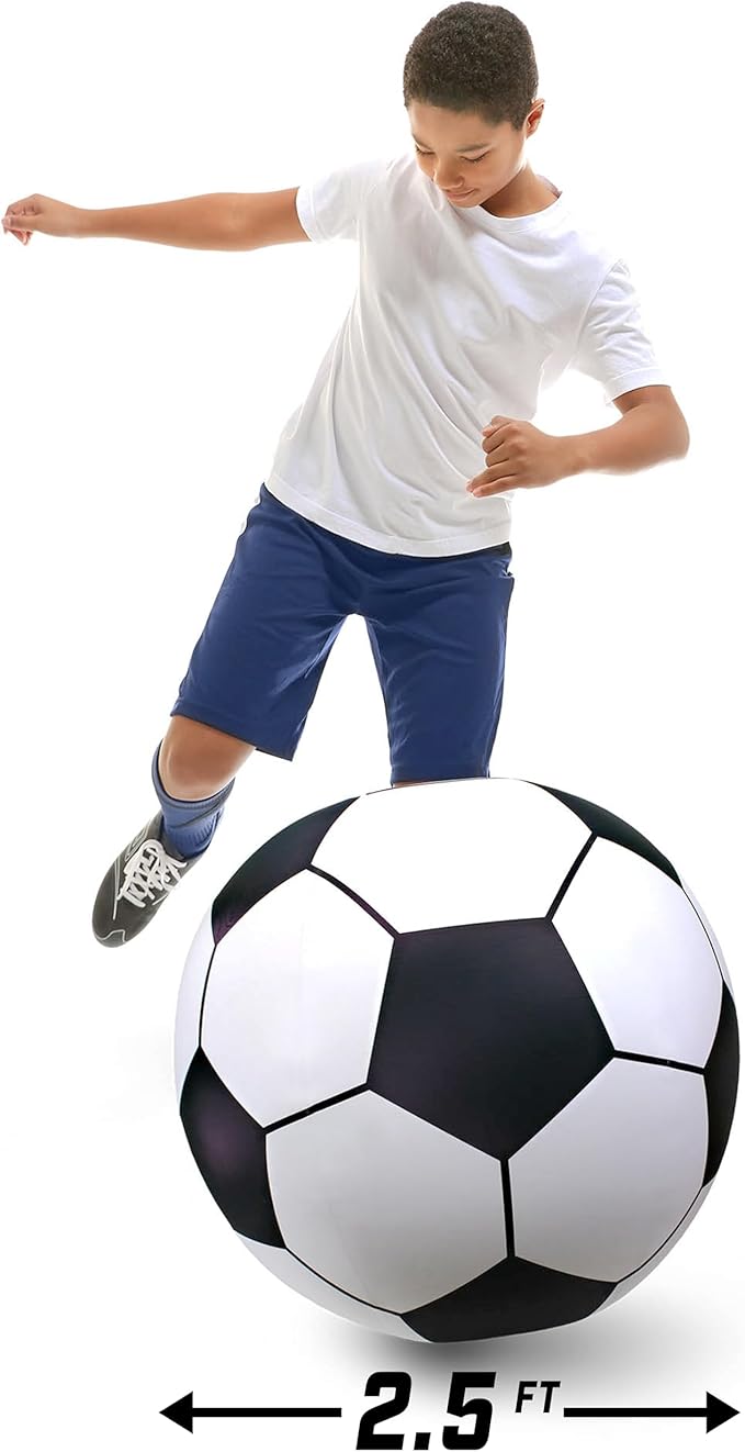 GoFloats Giant Inflatable Soccer Ball - Made from Premium Raft Grade Vinyl, Black & White 2.5 ft