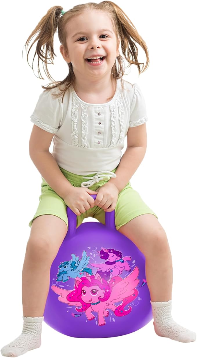 U&C Planet Hopper Ball 18 inches Bouncy Ball with Handle for Kids Age 3-6 Hoppity Hop Sit and Bounce Jumping Hopping Toy with Pump and Gift Box Great Gift for Easter Basket Stuffers, Purple