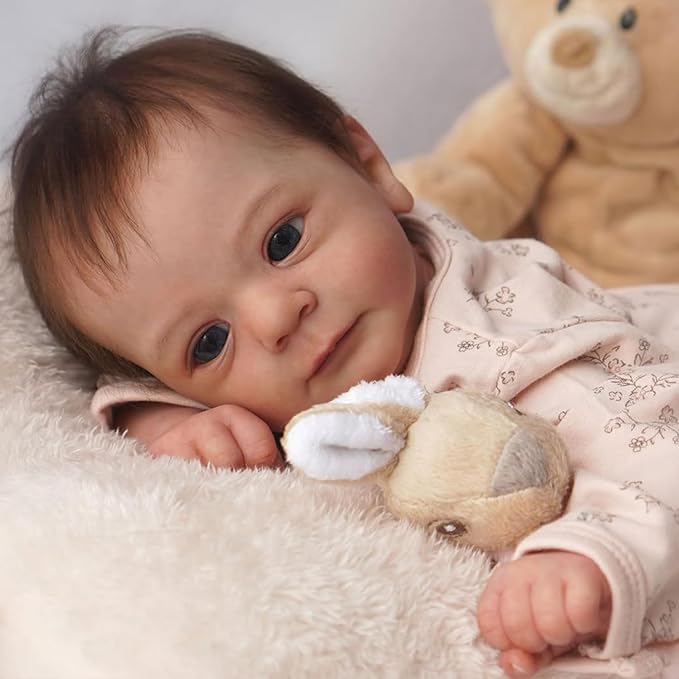 SCOM Realistic Baby Dolls Girl- Felicia, 17-Inch Realistic-Newborn Baby Dolls with Weighted Soft Cloth Body, Real Life Cute Reborn Dolls with Gift Box for Kids Age 3+