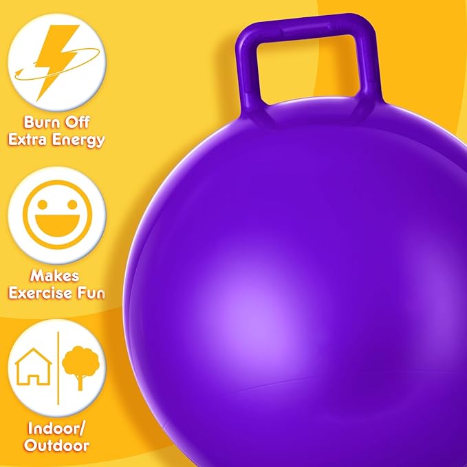 Lewtemi 2 Pcs 22 Inch Big Bouncing Ball with Handle Jumping Hopper Bouncy Ball for Adults Exercise and Air Pump for Outdoor Sports Game(Blue, Purple)