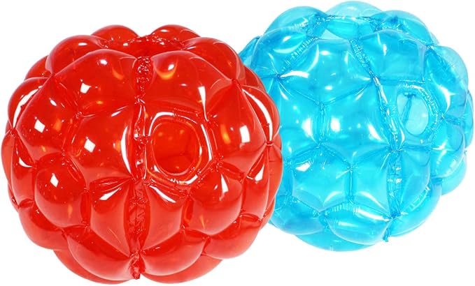 SUNSHINEMALL 2 Pack Inflatable Bumper Balls for Kids & Adults - Giant Zorb Balls (36" Red + Blue)