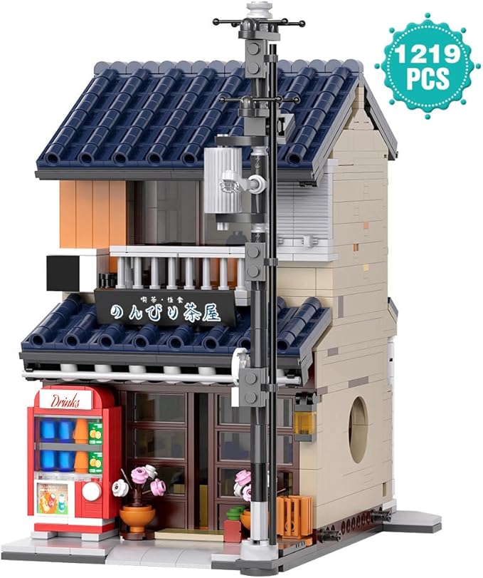 Japanese Tea House Mini Building Set with LED - Japanese Street View Simulation Architecture Construction Toy,Mini Brick 1219pcs