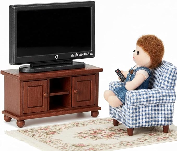 1:12 Dollhouse Furniture Accessories Set- Doll House TV and mini Remote Control, Miniature Dollhouse Living Room Decor (TVSet)