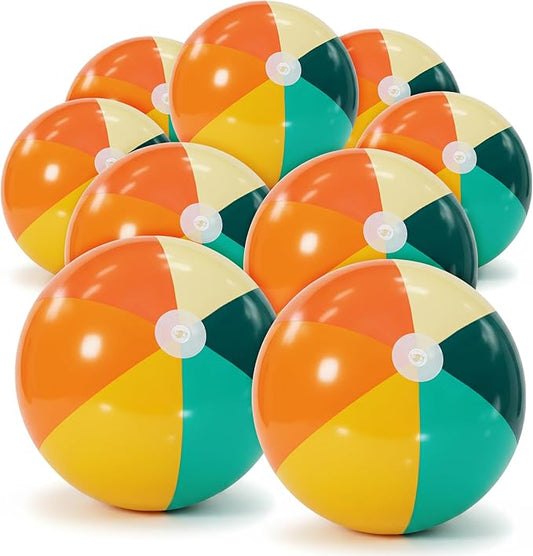 12 Pcs Orange Green Inflatable Beach Balls Bulk for Kid Pastel Jumbo Big Beach Balls Baby Shower Birthday Summer Swimming Party Decorations Favor Water Games(24 Inch)