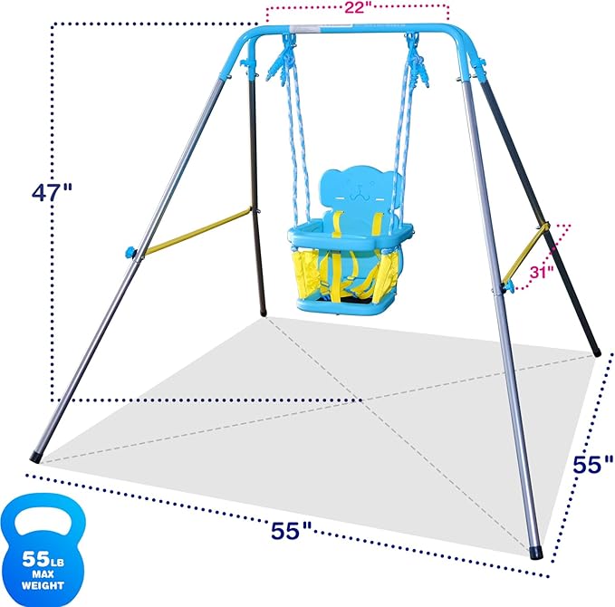 Sportspower FNS-004 My 1st Toddler Swing - Heavy-Duty Baby Indoor/Outdoor Swing Set with Safety Harness, Puppy Version, 58" L x 58" W x 47" H