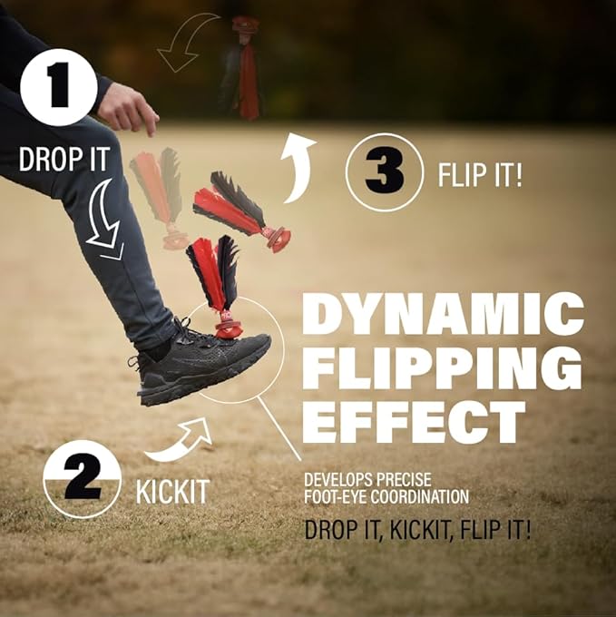 Kickit | The Original Birdie Soccer PRO Trainer | Play Outdoors, Indoors or Backyard, Beach or Tailgate, All Ages Fun & Travel Friendly (Black & Red)