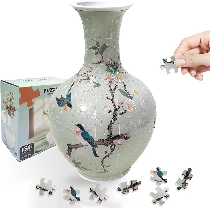 3D Puzzle Vase for Adults, 164 Piece Unique Flower Vase, Crafts for Adults, Home Decor Gift for Flower Arrangements
