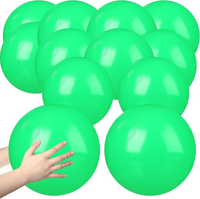 Raiten 12 Pcs Beach Ball Inflatable Beach Balls Large Inflatable Ball Floating Ball for Swimming Pool Party Favors Outdoor Activities Summer Birthday Party Supplies (Green,12 Inch)