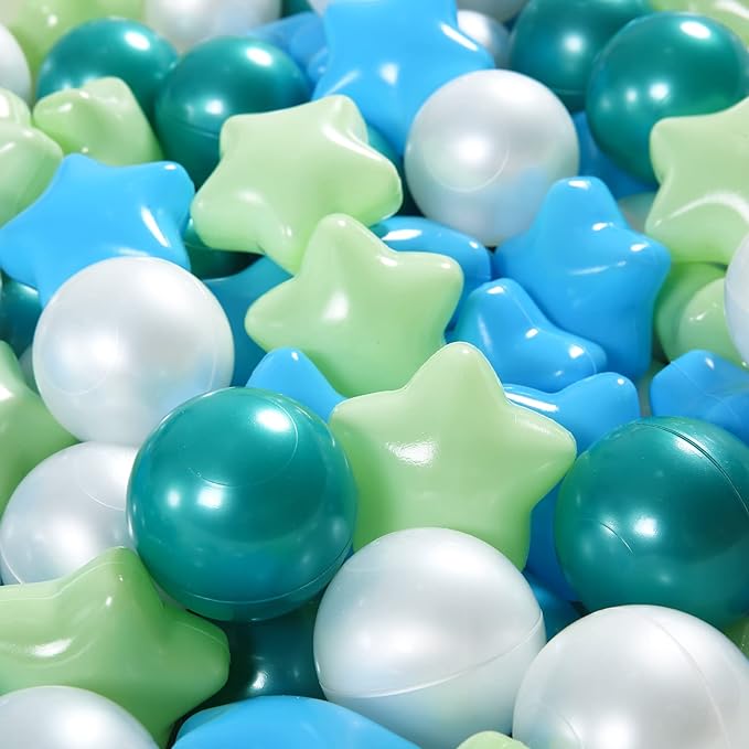 STARBOLO Star Ball Pit Balls for Toddlers -200pcs Plastic Ball Phthalate Free BPA Free Non-Toxic Crush Proof Play Balls Pool Play Tent Playhouse Playpen Party Decoration.