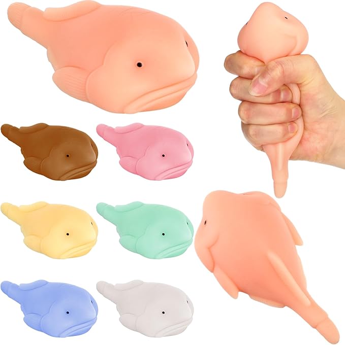 Liliful 7 Pieces Blobfish Stress Relief Balls for Adult Fun Squeeze Fidget Blob Fish Anxiety Relief Balls Squeeze Sensory for Birthday Office Christmas Holiday Party