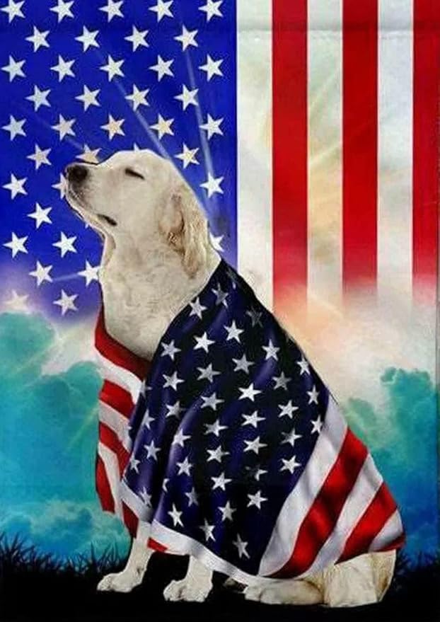Adults Jigsaw Puzzle 500 Piece Wooden Children Puzzles,Patriotic English Cream Golden Retriever,Educational Family Game Gift for and Kids,Perfect or Dat
