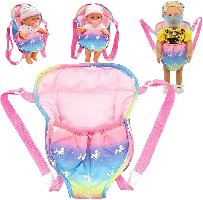 Doll Accessories Baby Doll Carrier Toys Baby Dolls Backpack for 12-18 Inch American OG Doll (Rainbow)