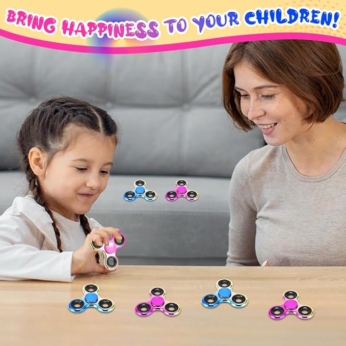 Fidget Spinner 2 Pack, Metal Fidget Spinners Fidget Toys for Adults and Kids, Christmas Party Favors, Stress Relief Hand Spinner, Autism Finger Spinner Focus Toy(Rose Gold&Blue Gold)