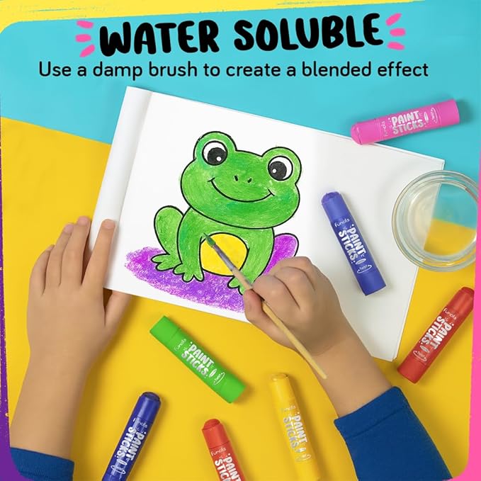 36 Washable Tempera Paint Sticks for Kids with Coloring Book | Non-Toxic Markers for Toddlers 1-3 | Works on Paper, Canvas, Wood, Cardboard - Craft, Art Supplies for Kids 3-5, Painting Crayons