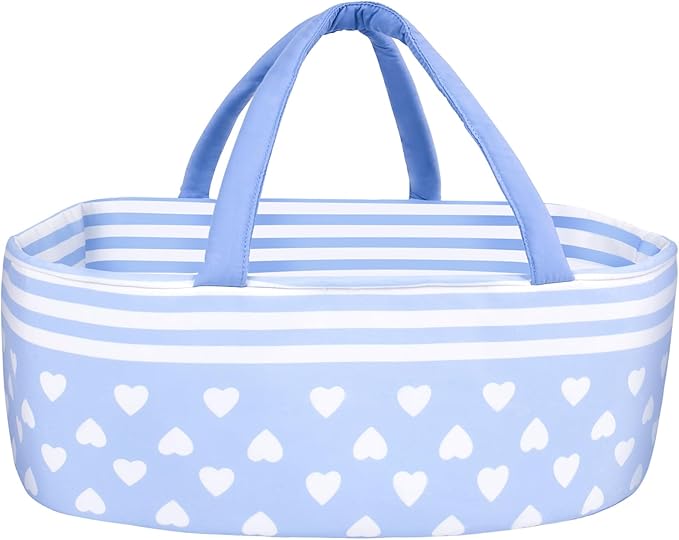 Aori Reborn Baby Dolls Bassinet - Baby Doll Carrier Bed Soft Doll Carrier Accessories with Handle for 17-22 inches Newborn Girls (Blue)