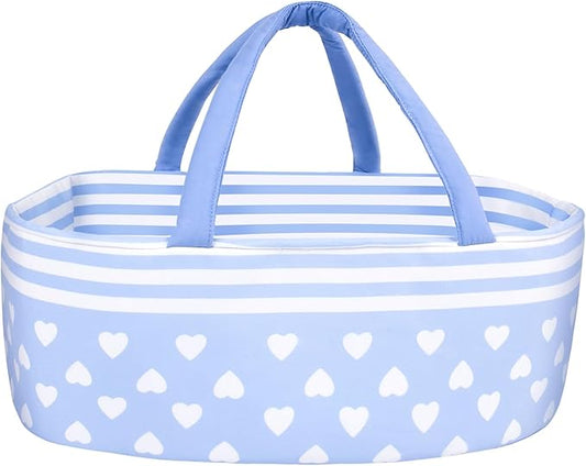 Aori Reborn Baby Dolls Bassinet - Baby Doll Carrier Bed Soft Doll Carrier Accessories with Handle for 17-22 inches Newborn Girls (Blue)