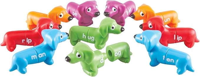 Learning Resources Snap-N-Learn Rhyming Pups Toy - Phonics, Letter Game, Toddler Color Recognition, Montessori Preschool Activities, Matching Set, Fine Motor Skills, Gifts for Boys and Girls