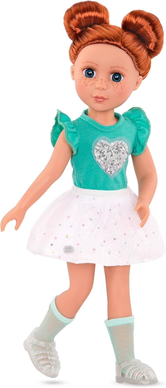 Glitter Girls – 14-Inch Doll Clothes – Sparkling with Style Glittery Top and Skirt Regular Outfit - Doll Top & Skirt, Green White - 3+ Years
