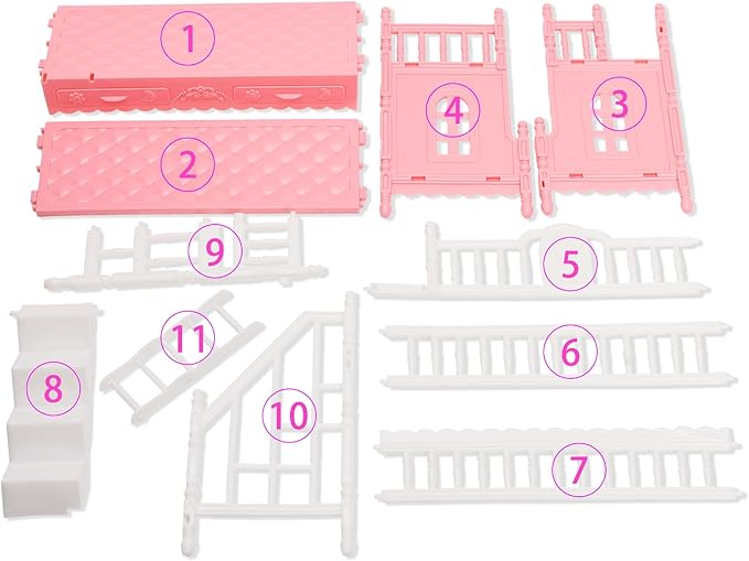 Miunana 24 Pcs Doll Clothes and Accessories 3 Princess Dresses 3 Sets Top and Pants 2 Swimsuits 4 Shoes Dollhouse Mini Bunk Bed Travel Suitcase with 2 Pillows, 5 Hangers for 5.3 Inch Dolls