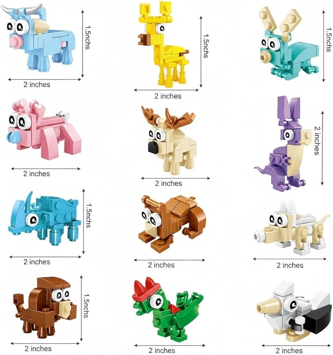 Party Favors for Kids - 24 Pack Animals Building Blocks for Goodie Bags Stocking Stuffers Classroom Prizes Birthday Gifts Toy Building Sets for Kids 6-12yrs