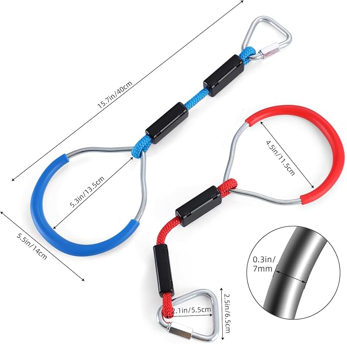 PELLOR Hanging Ninja Rings, Fitness Gymnastic Rings Backyard Playground Training Equipment Play Set for Kids Adult, Ninja Warrior Obstacle Course Accessories