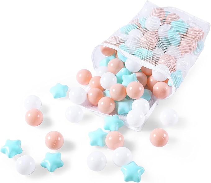 Realhaha Ball Pit Balls 50 100 200 500, Star Shapes for Babies Kids Playpen Plastic Balls for Babies Ball Pool Puppy Playballs