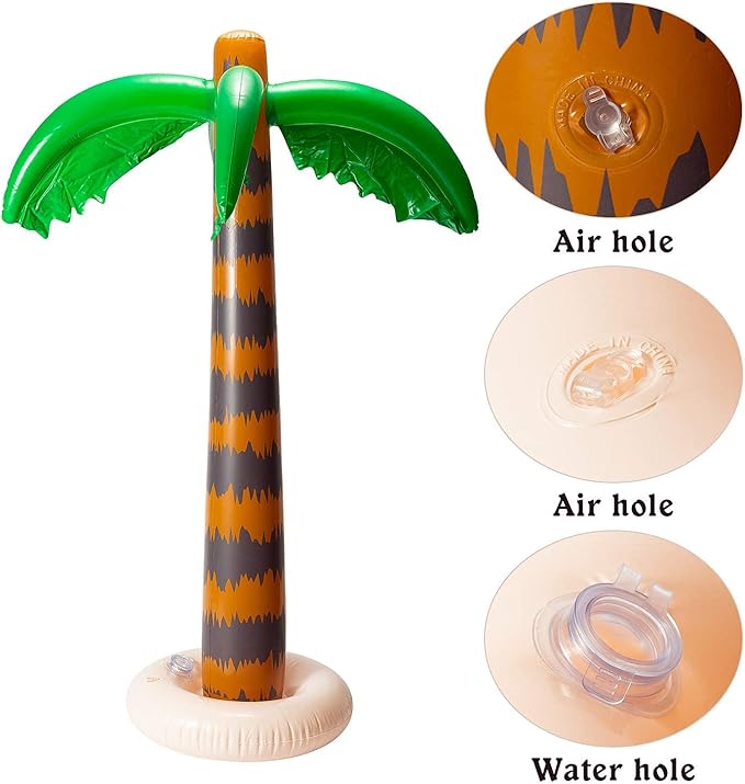 R HORSE Inflatable Palm Tree Flamingo Banana Beach Ball Parrot Beach Pool Toys for Tropical Hawaiian Luau Party Summer Pool Beach Party Decorations