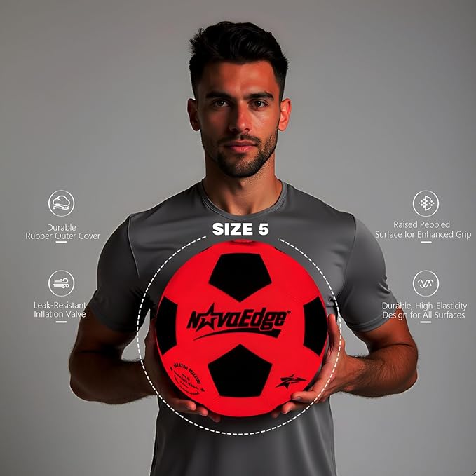 Glow in The Dark Soccer Ball | USB-C Rechargeable LED Light Up Ball | Official Size 5 for Kids & Adults | Gift for Boys & Girls Ages 6+ | Indoor Outdoor Night Games